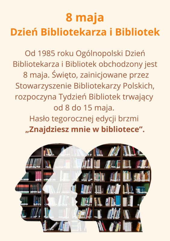 Plakat promujący Dzień Bibliotekarza i Bibliotek