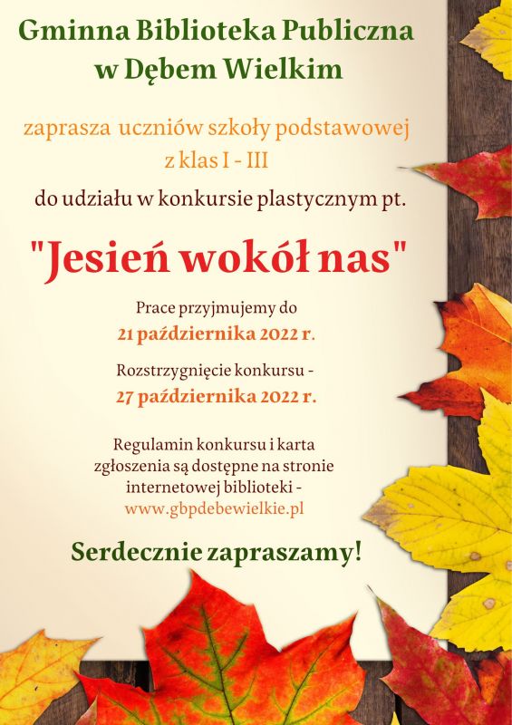 Zaproszenie na konkurs plastyczny "Jesień wokół nas"